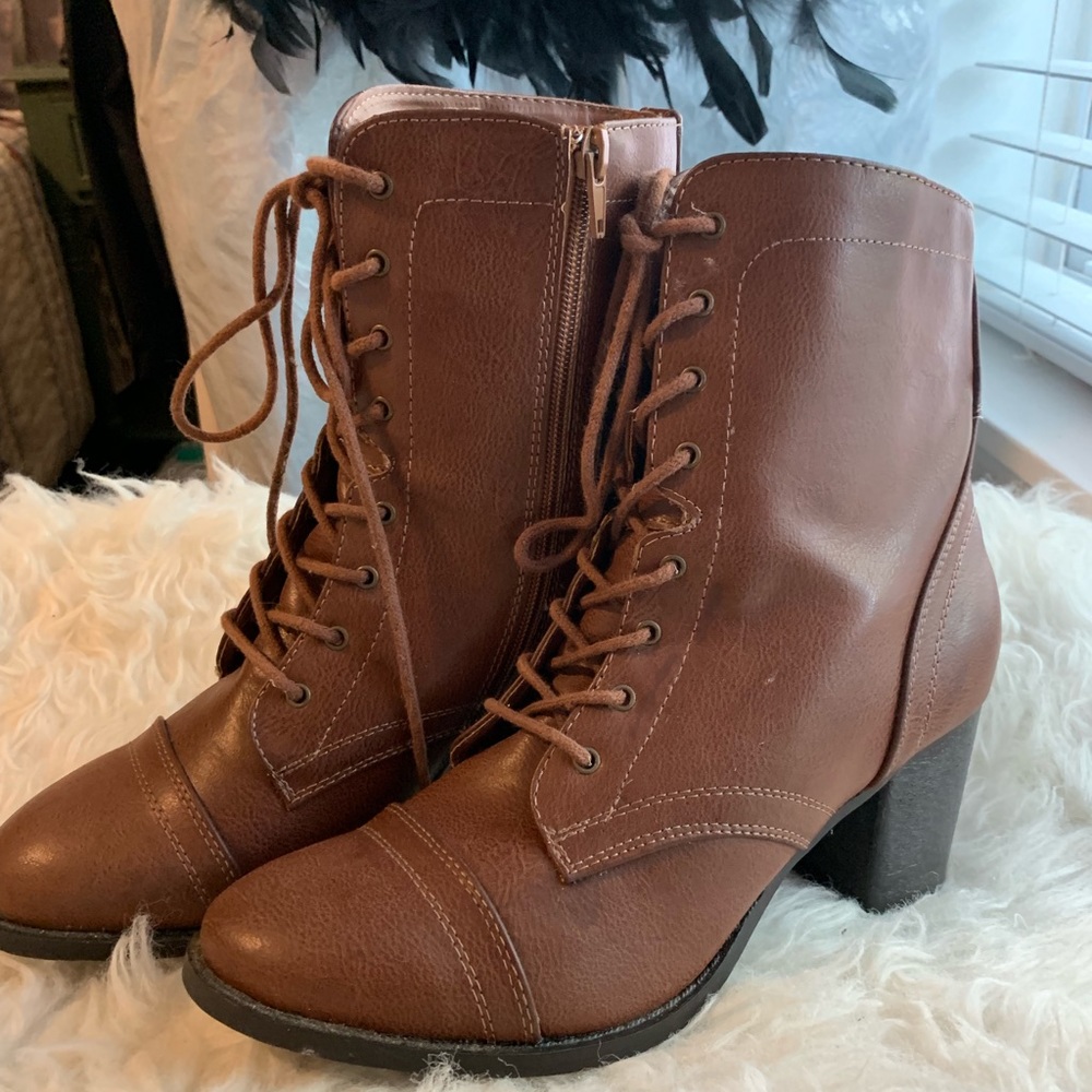 Brown Vegan Ankle Lace Up Boots